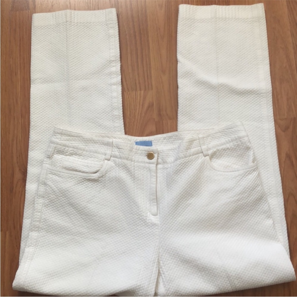 J. Mclaughlin Off White Quilt Textured Ankle Crop Pants Sz 14
